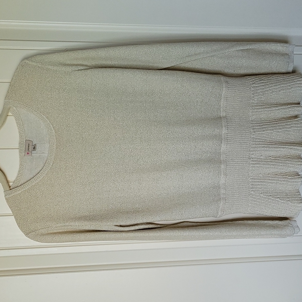 Cremieux gold peplum sweater top